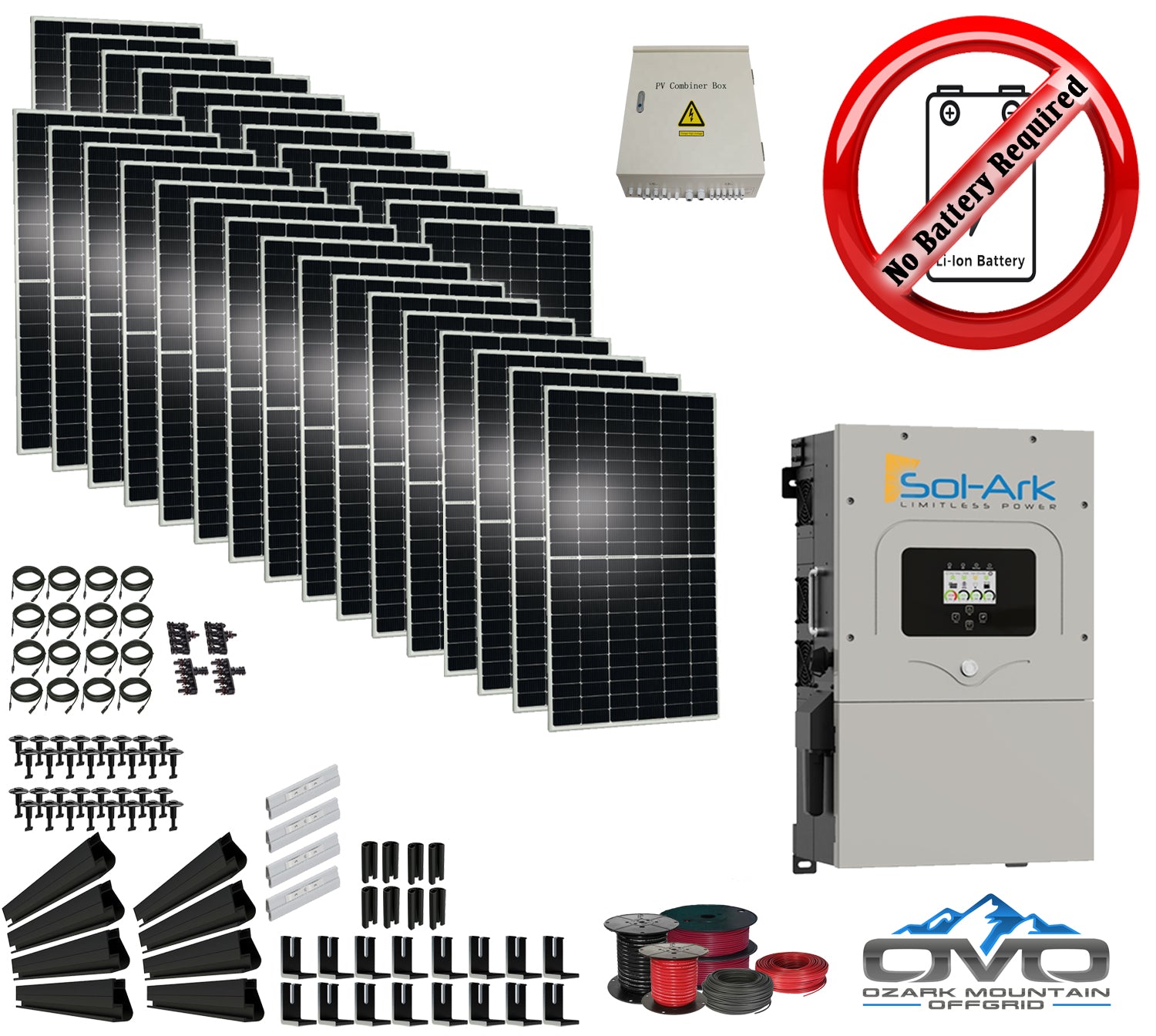 15KW Complete Offgrid Solar Kit + 15K Sol-Ark Inverter +15KW Solar wit ...
