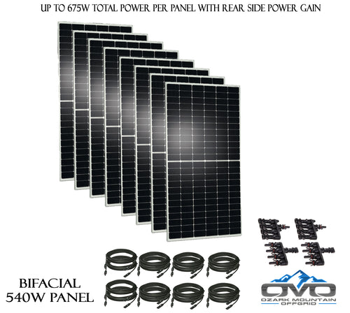 8 Pack - Adani 540 Watt Bi-Facial Mono Solar Panel 144 cell ( 4.3KW Solar Package )