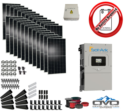 12KW Complete Offgrid Solar Kit + 12K Sol-Ark Inverter +12.96KW Solar with Mounting Rails and Wiring12KW Complete Offgrid Solar Kit + 12K Sol-Ark Inverter +12.96KW Solar with Mounting Rails and Wiring