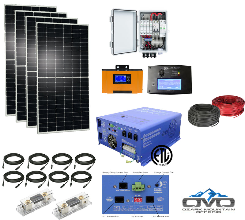 Load image into Gallery viewer, 2.1KW Offgrid Solar Kit + 4KW AIMS Split Phase 110/220V Inverter with Wiring
