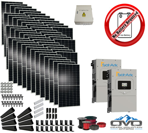 25KW Complete Offgrid Solar Kit + 2x 15K Sol-Ark Inverter +25KW Solar with Mounting Rails and Wiring
