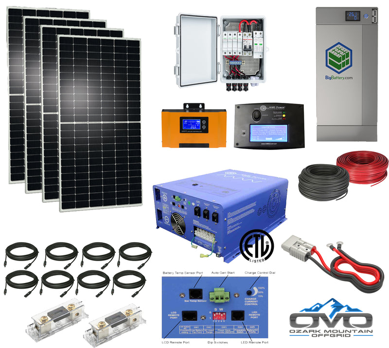 Load image into Gallery viewer, 2.1KW Offgrid Solar Kit + 3KW Lithium 24V Battery + 4KW Split Phase 110/220V Inverter
