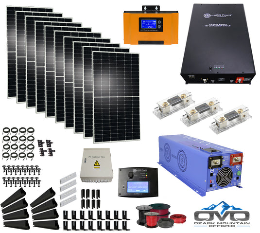 2.1KW Offgrid Solar Kit + 3KW Lithium 24V Battery + 4KW Split Phase 110/220V Inverter