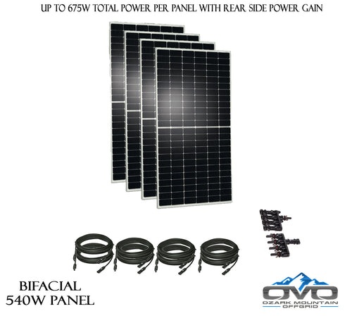 4 Pack - Adani 540 Watt Bi-Facial Mono Solar Panel 144 cell (2.16KW Solar Package)